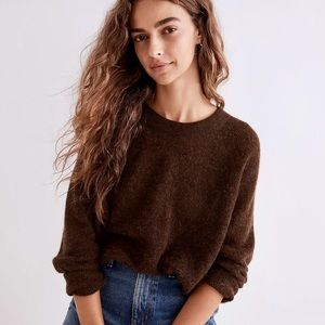 Madewell Eliston Crop Pullover Sweater in brown Medium